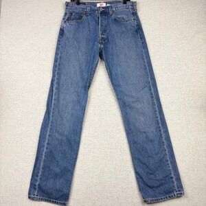 Levis 501 Original Straight Leg Button Fly VTG/Y2K Blue Denim Jeans W33 L34